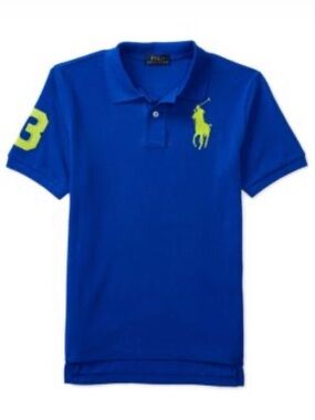 Polo by Ralph Lauren Royal Blue Short Sleeve Polo w/ Neon Green Logo / Small